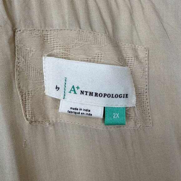 Anthropologie Felicity Light Tan Orange Embroidered Paisley Maxi Dress Size 2X - Picture 15 of 17